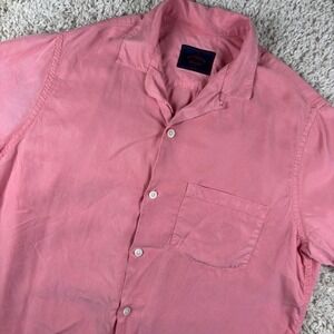 Portuguese Flannel Belavista Shirt Mens Medium Rose Pink S/S Tencel Camp Collar